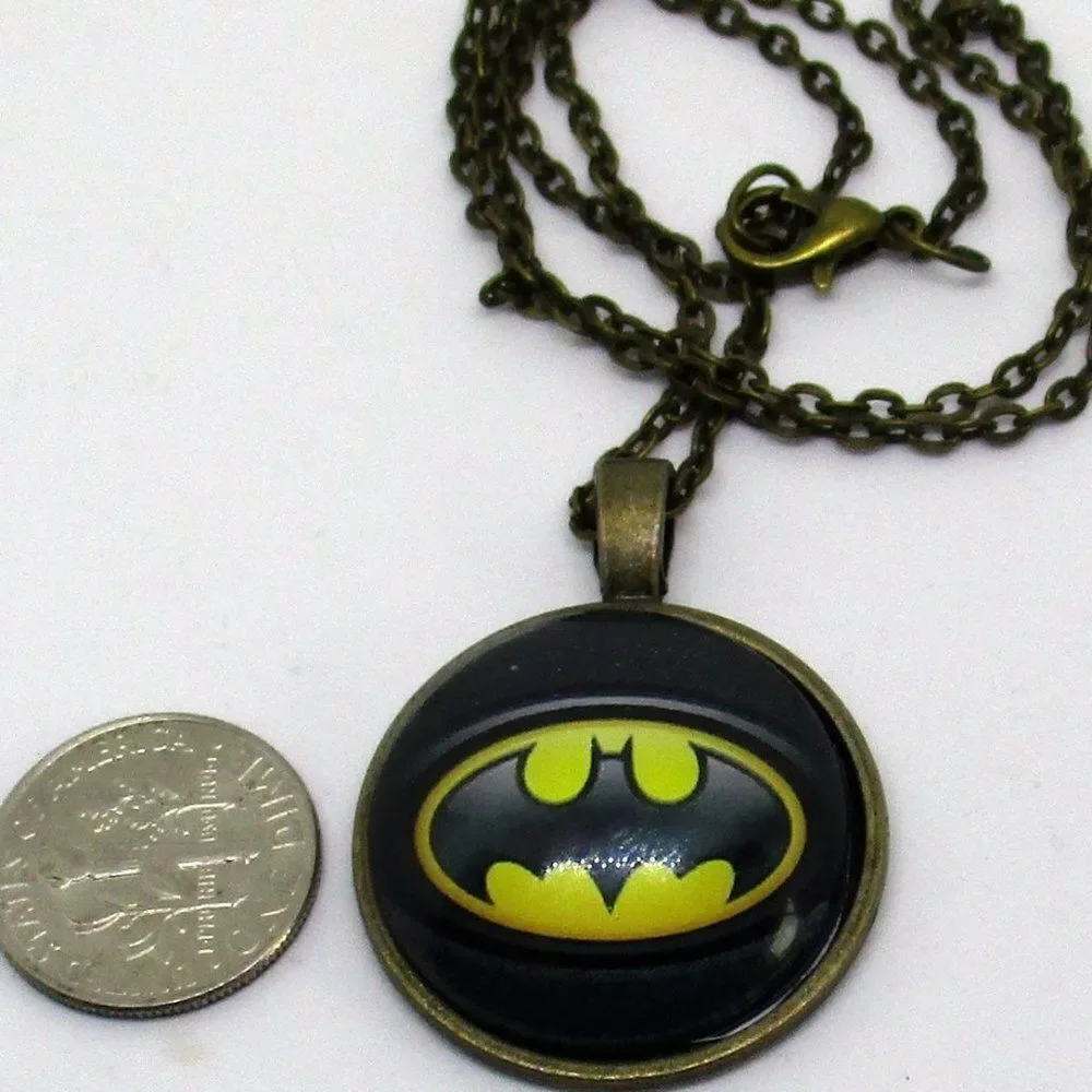 Batman Pendant Antique Brass Chain